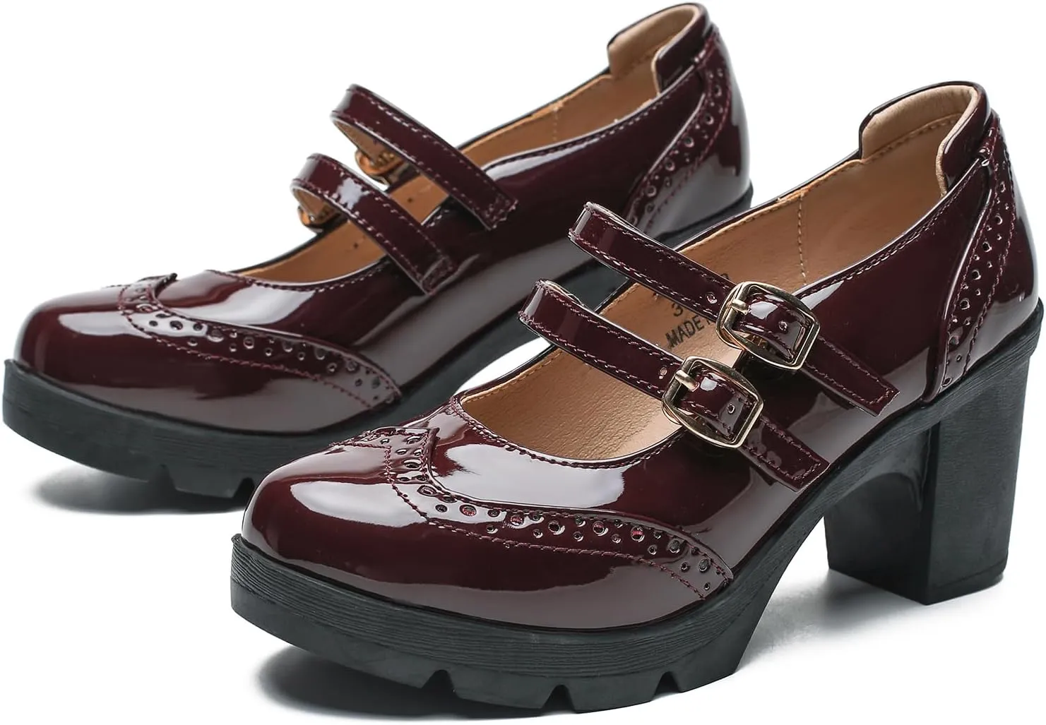 Women's Platform Mary Jane Shoes Ankle Strap Goth Chunky Block Heels Comfortable Round Toe Oxfords Dress Wedding Shoes Pumps