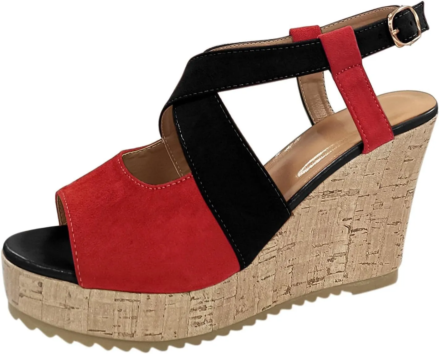 Women's Platform Sandals Wedge Open Toe Ankle Strap Lace Wedding Bridesmaid Shoes Close Toe Comfortable Bohemia Low Heel