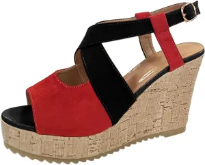 Women's Platform Sandals Wedge Open Toe Ankle Strap Lace Wedding Bridesmaid Shoes Close Toe Comfortable Bohemia Low Heel