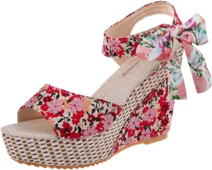 Women's Platform Sandals Wedge Open Toe Ankle Strap Lace Wedding Bridesmaid Shoes Low Heel Comfortable Casual Rhinestone