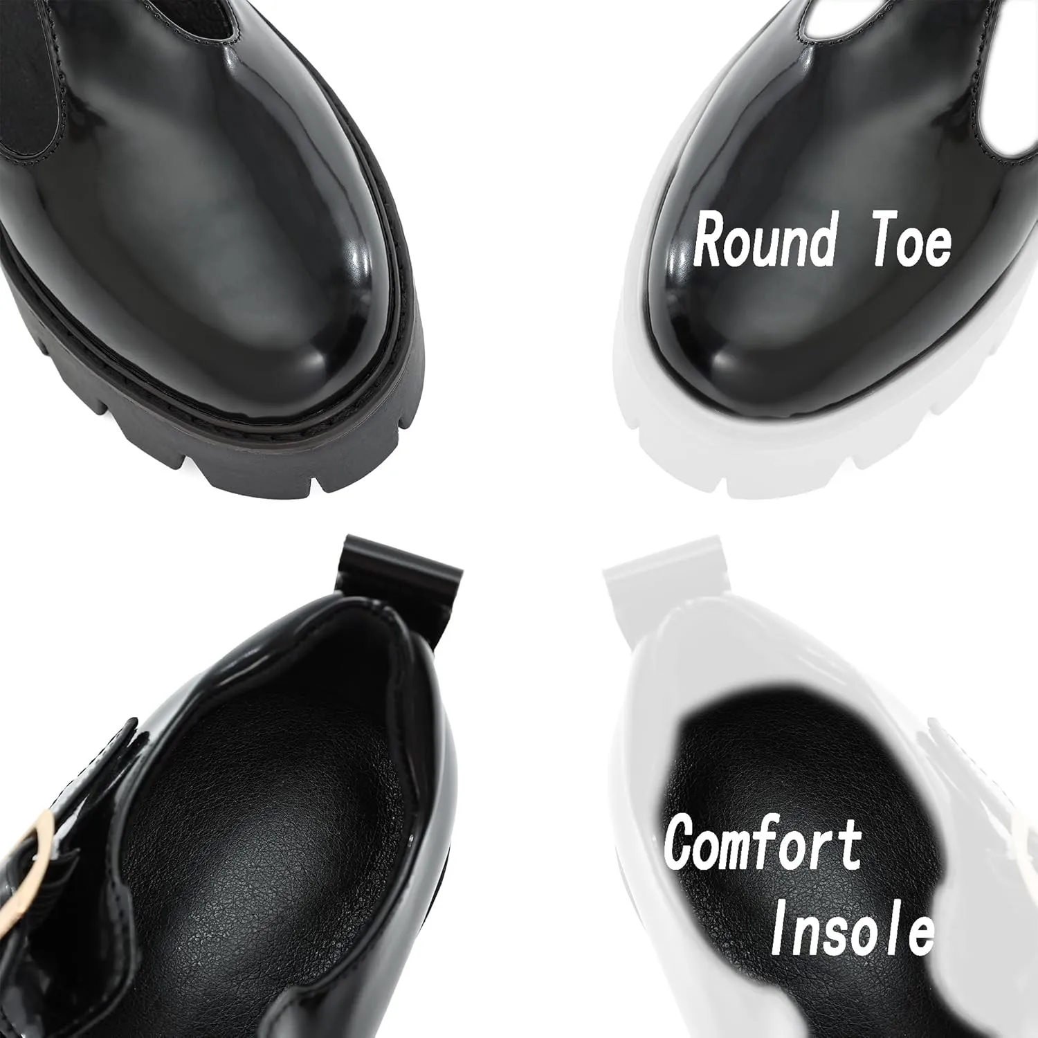 Women's Round Toe Ankle Strap Mary Janes Platform Low Heel Chunky Pumps Oxford Dress Shoes