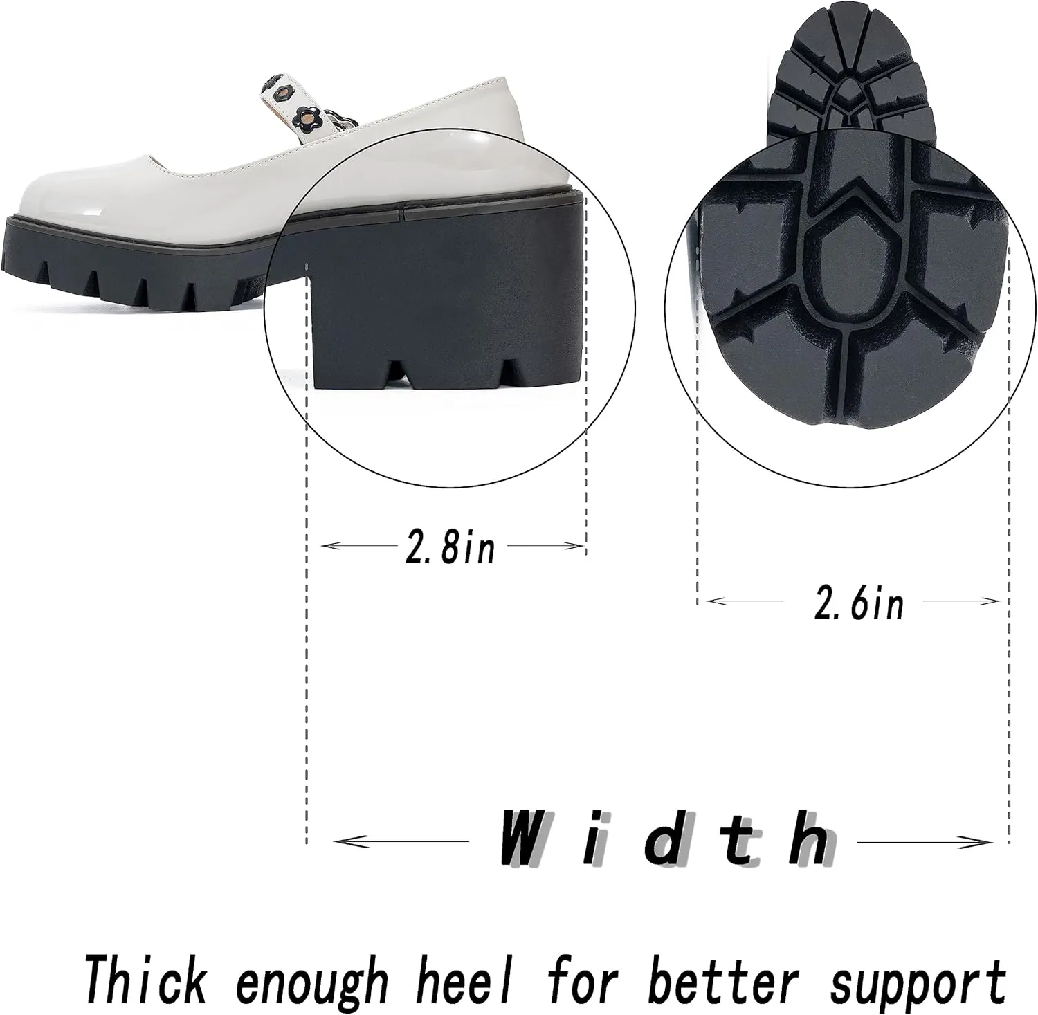 Women's Round Toe Ankle Strap Mary Janes Platform Low Heel Chunky Pumps Oxford Dress Shoes