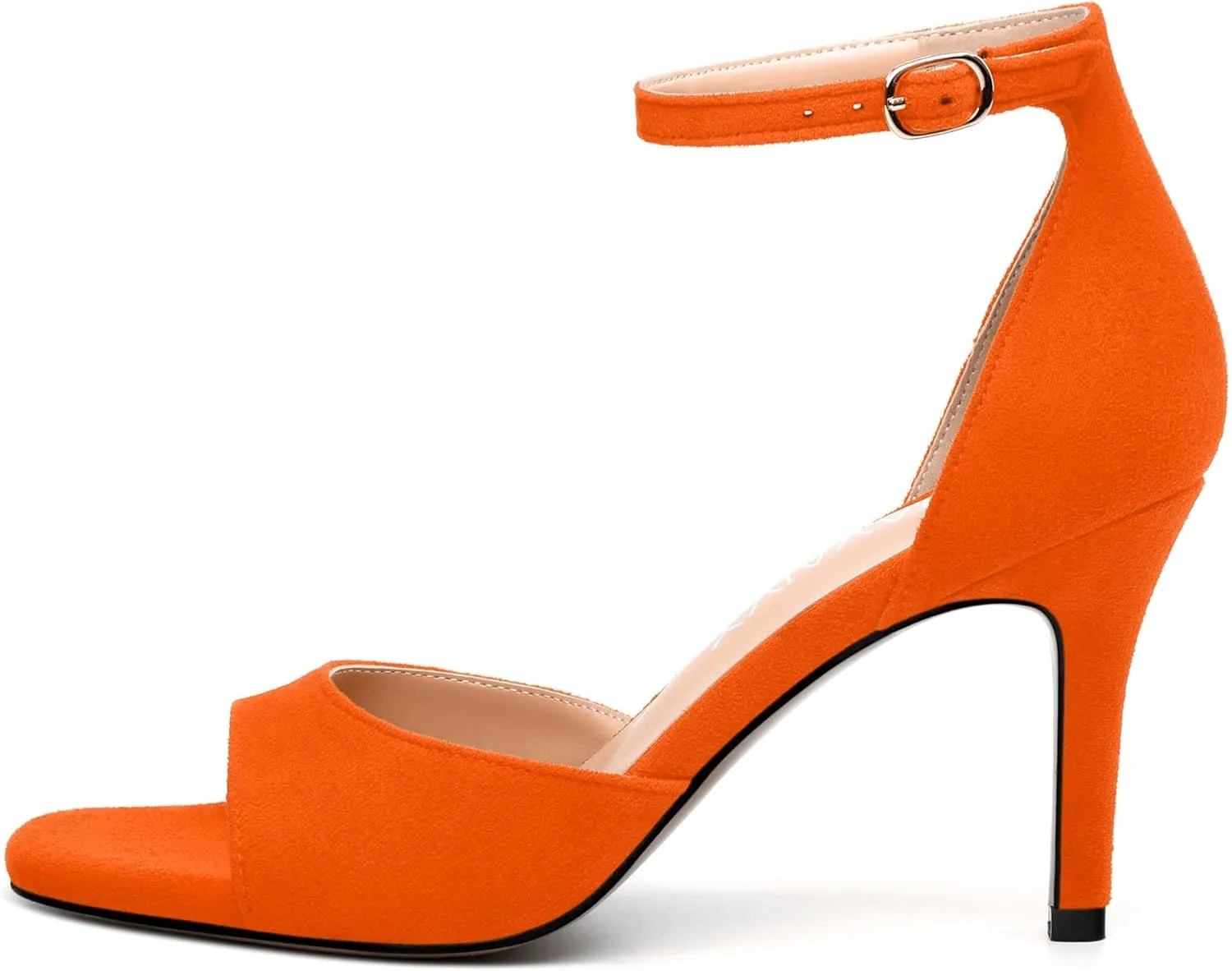 Women's Sandals, High Stilettos Open Square Toe, Ankle Strap Solid Fashion Dress Shoes, Wedding Party Working Heeled Sandals