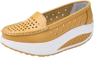 Womens Slip-On Orthopedic Nursing Shoes, Women's Summer Hollow Breathable Platform Non-Slip Nurse Shoes, Shoes for Standing All Day for Women Hospital Work
