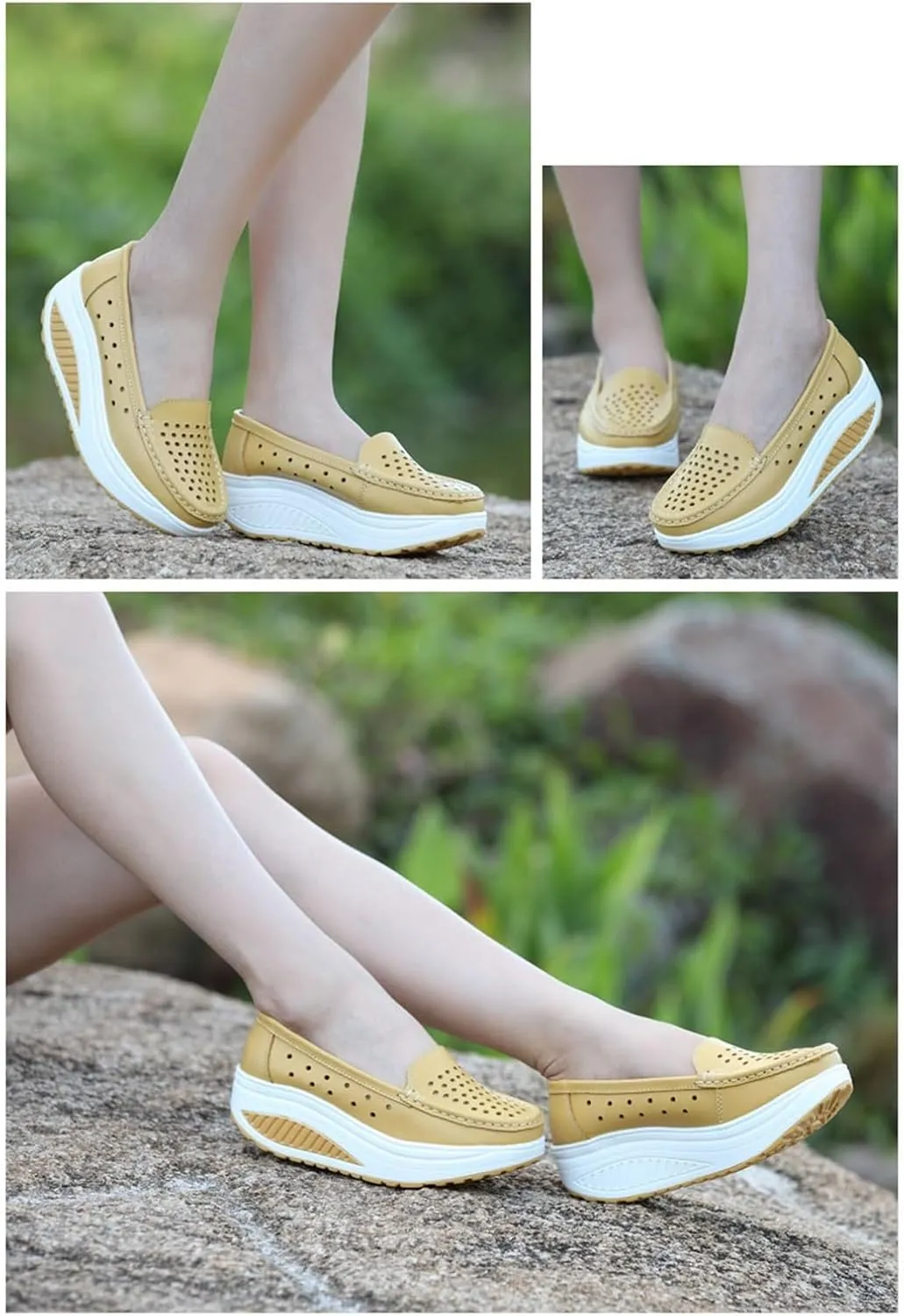 Womens Slip-On Orthopedic Nursing Shoes, Women's Summer Hollow Breathable Platform Non-Slip Nurse Shoes, Shoes for Standing All Day for Women Hospital Work