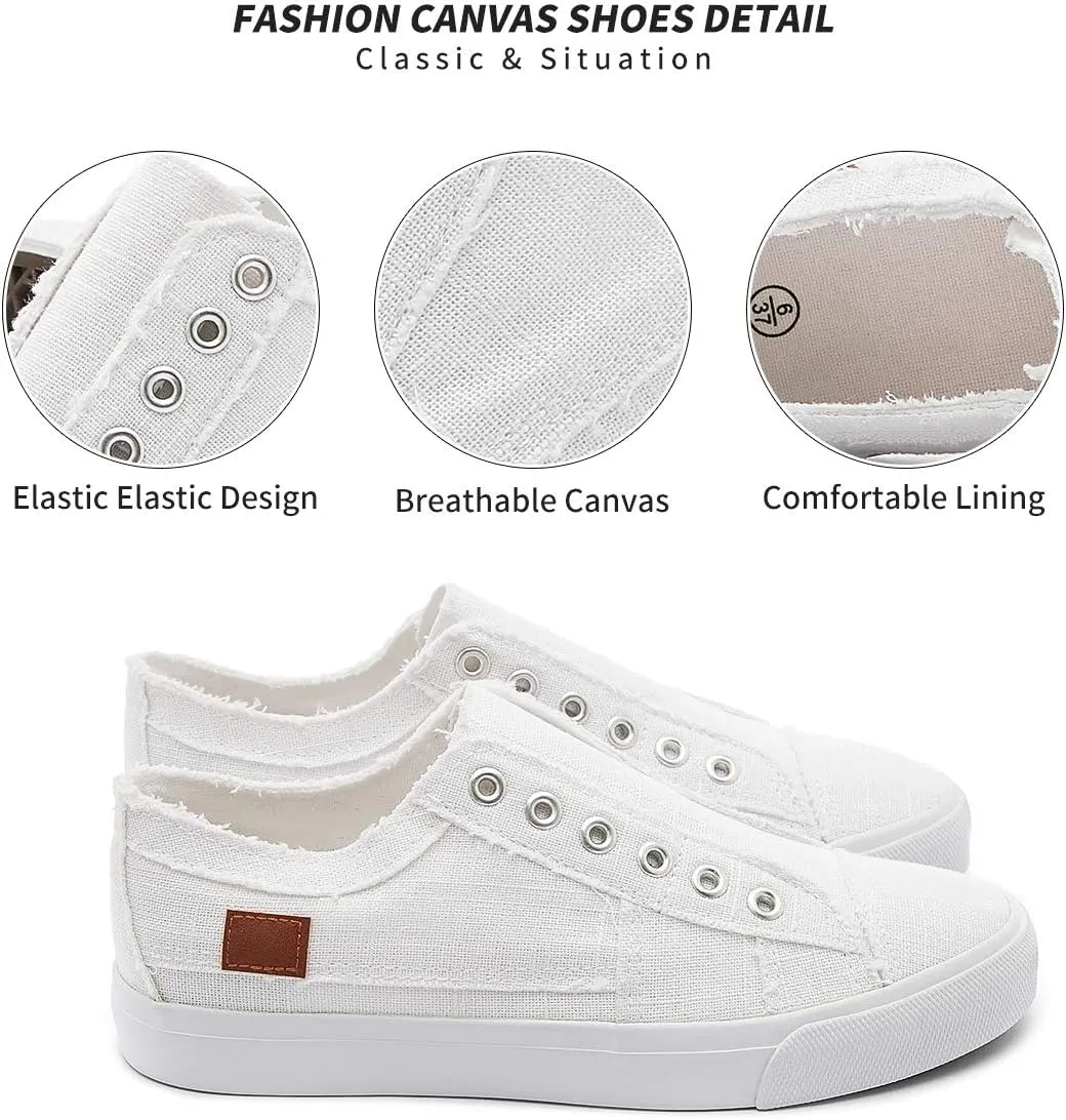 Women's Slip on Shoes Non Slip Fashion Canvas Sneakers Low Top Casual Shoes