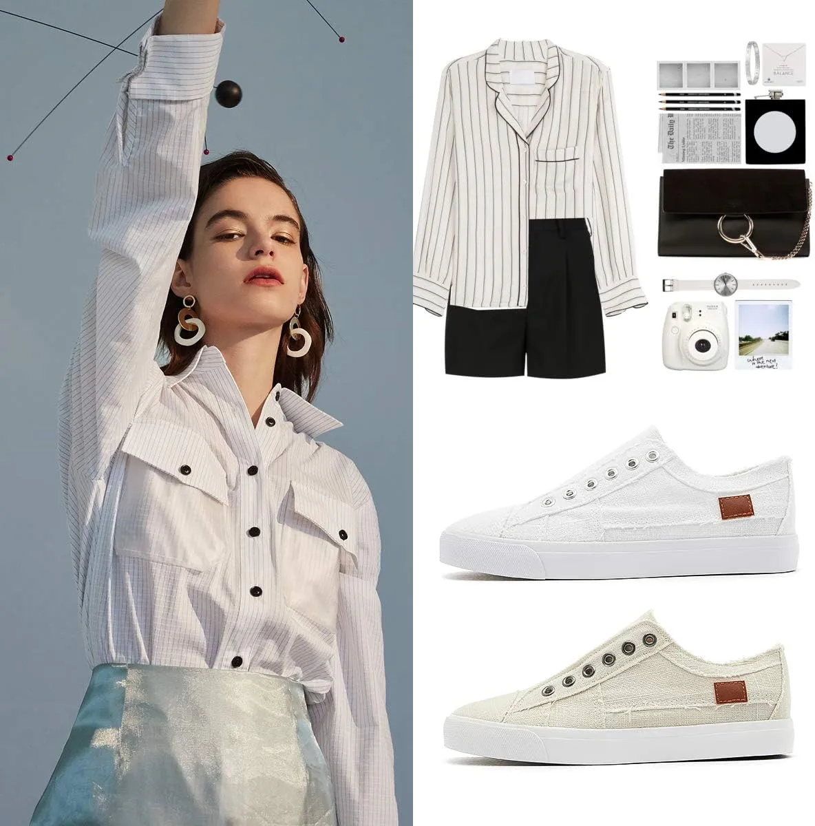 Women's Slip on Shoes Non Slip Fashion Canvas Sneakers Low Top Casual Shoes