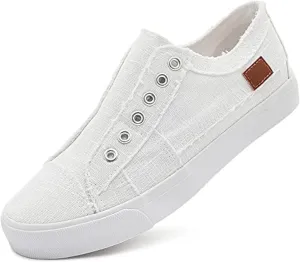 Women's Slip on Shoes Non Slip Fashion Canvas Sneakers Low Top Casual Shoes