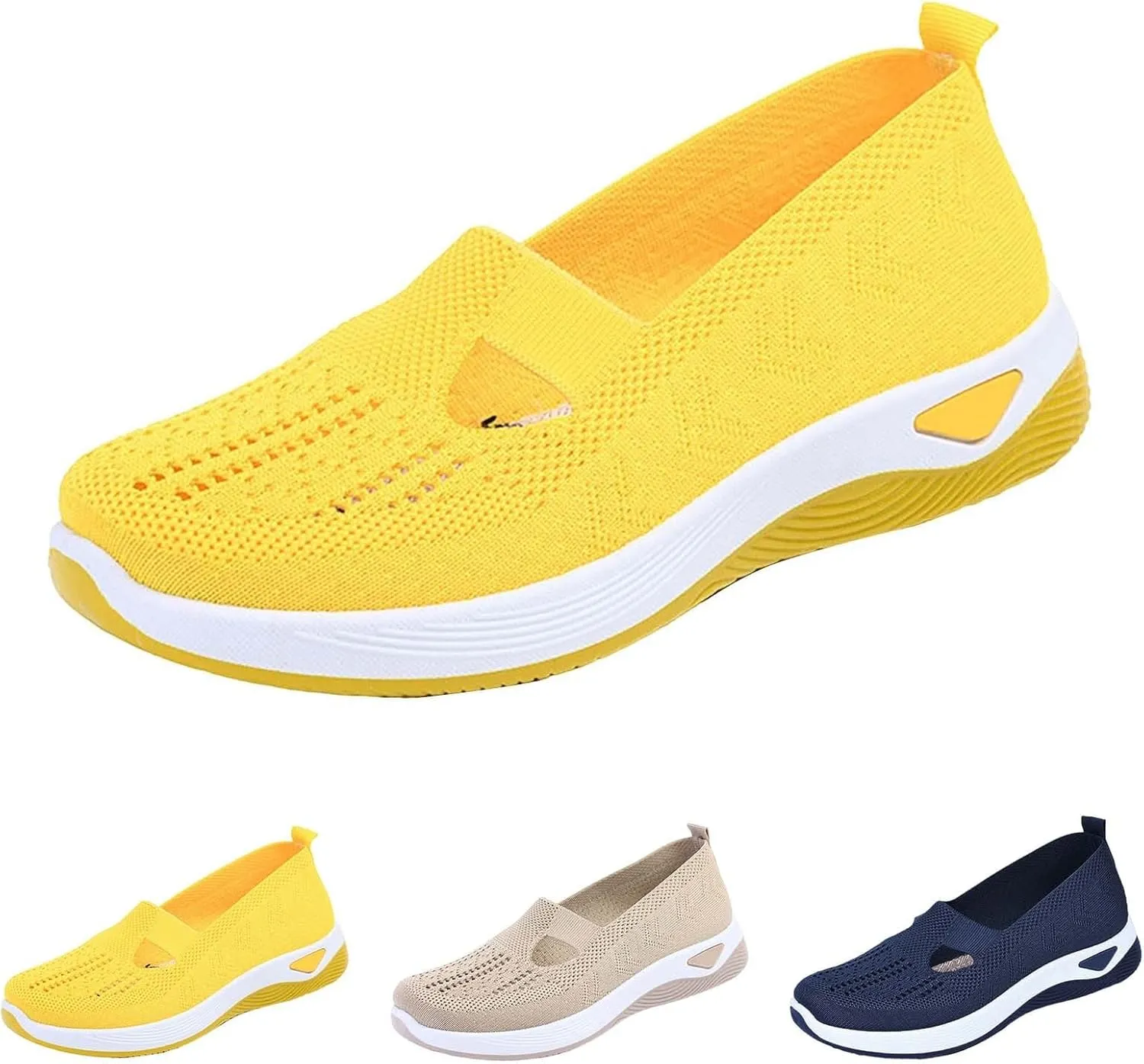 Women's Slip on Sneakers Shoes Woven Orthopedic Non Slip Work Shoes Women Arch Support Business Casual Shoes Dress Sneakers Waterproof Tennis Shoe Loafers Shoe