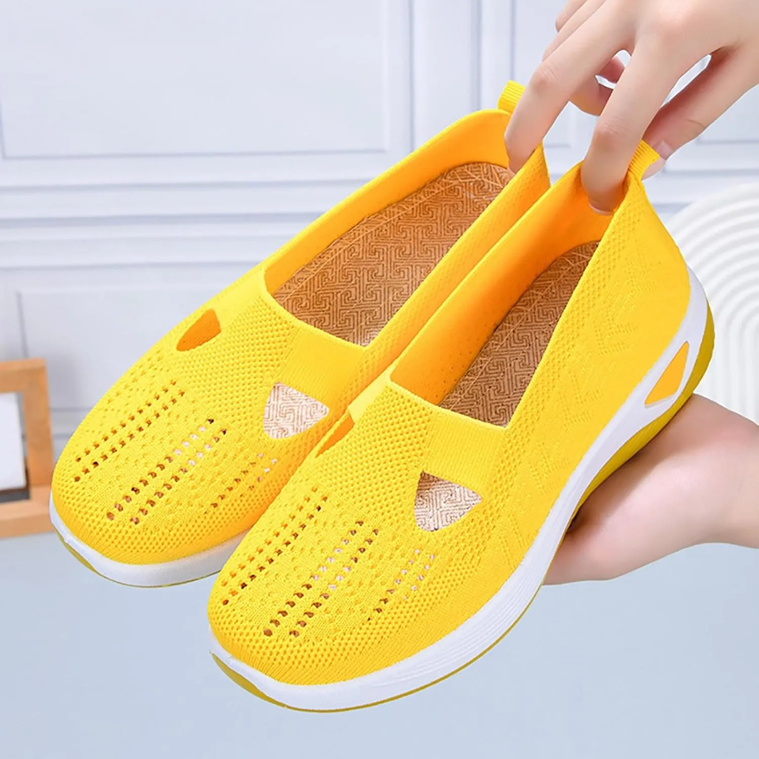 Women's Slip on Sneakers Shoes Woven Orthopedic Non Slip Work Shoes Women Arch Support Business Casual Shoes Dress Sneakers Waterproof Tennis Shoe Loafers Shoe