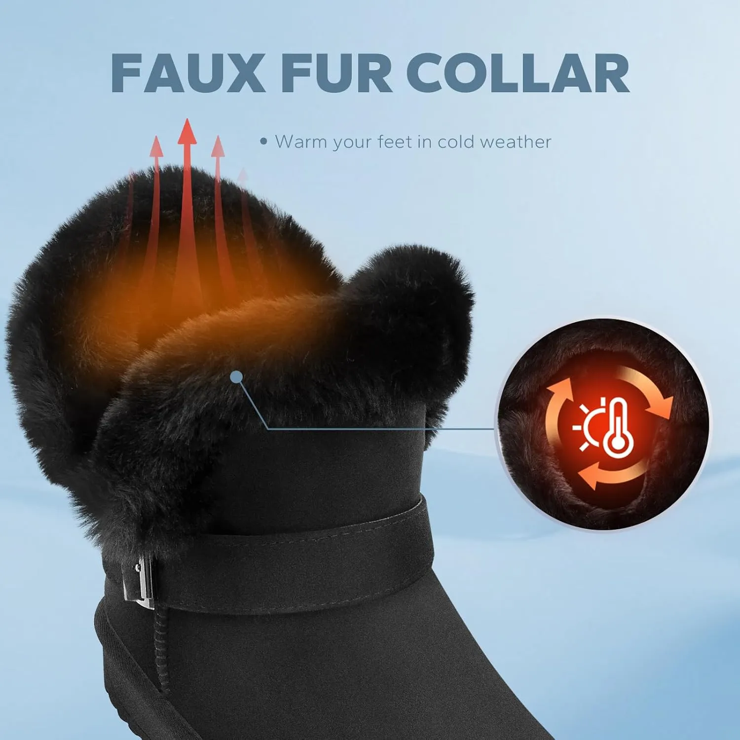 Women's Slip On Winter Boots - Warm Fur Lined Ankle Booties - Comfortable Short Fuzzy Boots Black Grey