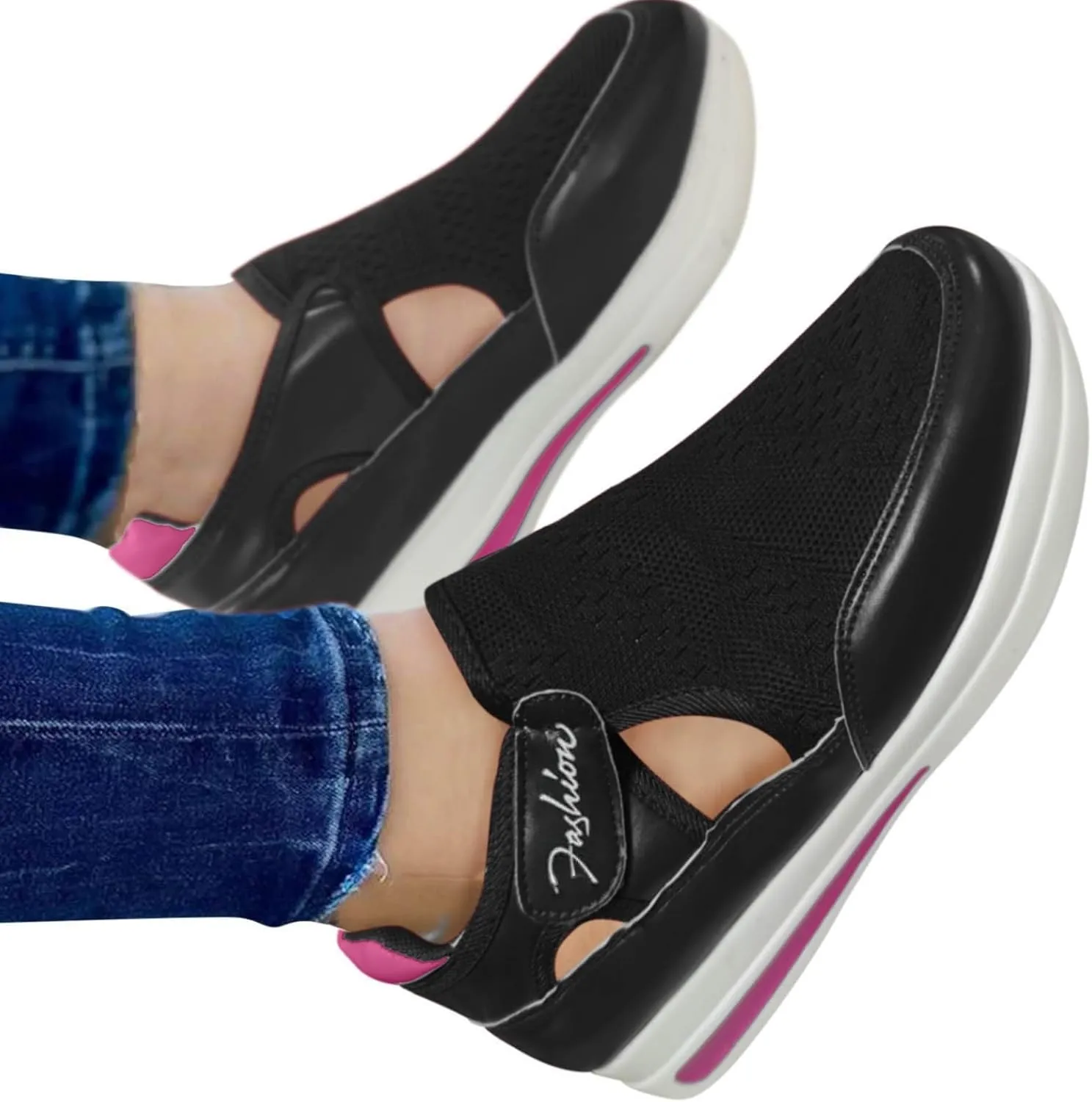 Womens Sneakers Size 6 Slip Ons Tenis De Trabajo para Mujer Antideslizante Negros Womens Slip On Shoes Wide Width Size 9 Black Tennis Shoes Women Slip Ons Women's Hiking Shoes Wide Width