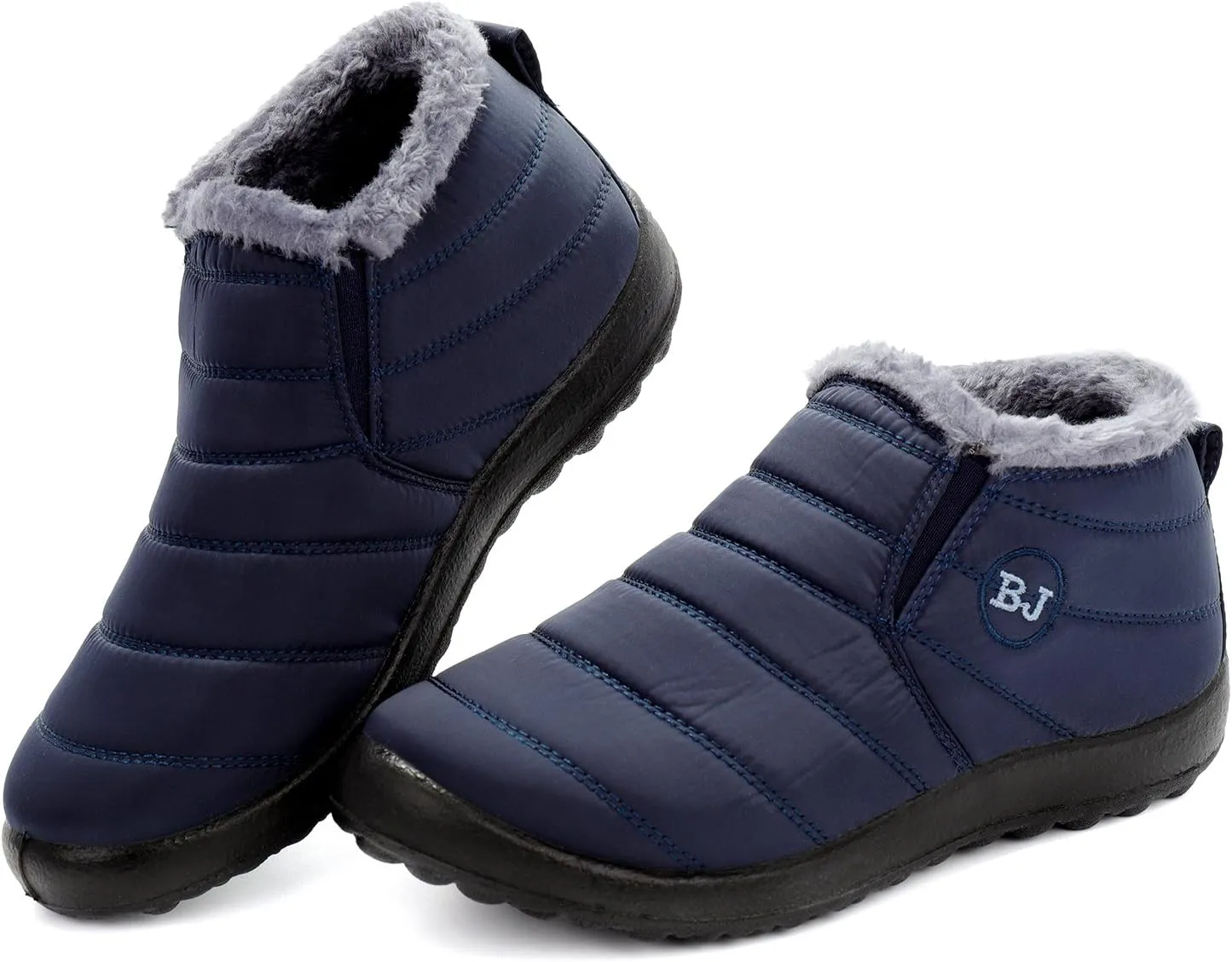Womens Snow Boots Winter Warm Booties Fur Lined Anti-Slip Ankle Boots Outdoor Slip On Waterproof Booties Comfortable Warm Shoes