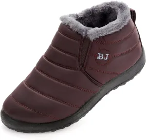 Womens Snow Boots Winter Warm Booties Fur Lined Anti-Slip Ankle Boots Outdoor Slip On Waterproof Booties Comfortable Warm Shoes