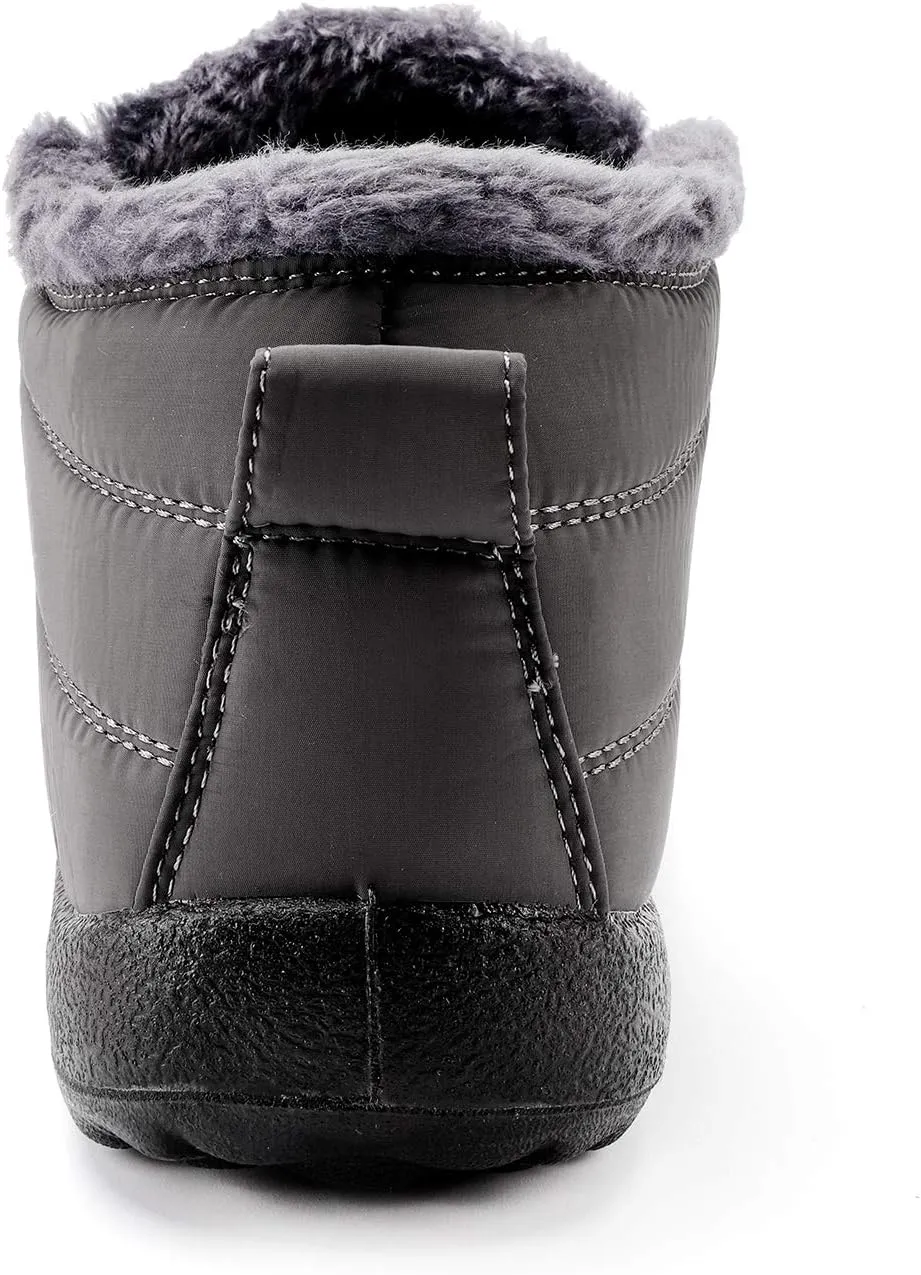 Womens Snow Boots Winter Warm Booties Fur Lined Anti-Slip Ankle Boots Outdoor Slip On Waterproof Booties Comfortable Warm Shoes