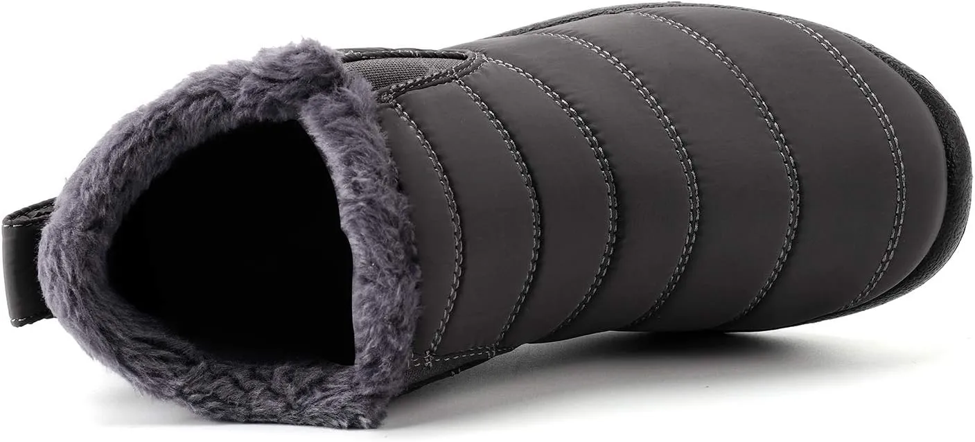 Womens Snow Boots Winter Warm Booties Fur Lined Anti-Slip Ankle Boots Outdoor Slip On Waterproof Booties Comfortable Warm Shoes