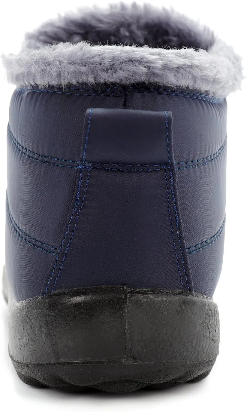 Womens Snow Boots Winter Warm Booties Fur Lined Anti-Slip Ankle Boots Outdoor Slip On Waterproof Booties Comfortable Warm Shoes