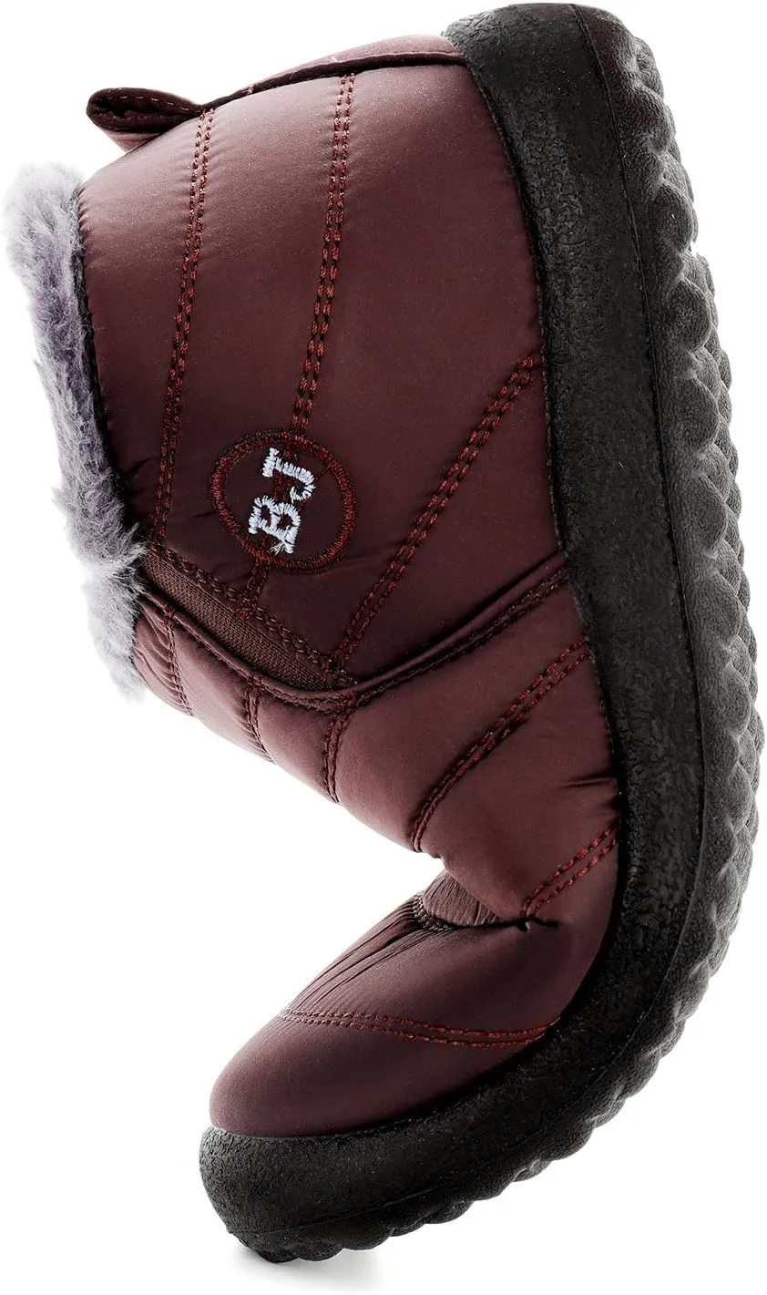 Womens Snow Boots Winter Warm Booties Fur Lined Anti-Slip Ankle Boots Outdoor Slip On Waterproof Booties Comfortable Warm Shoes