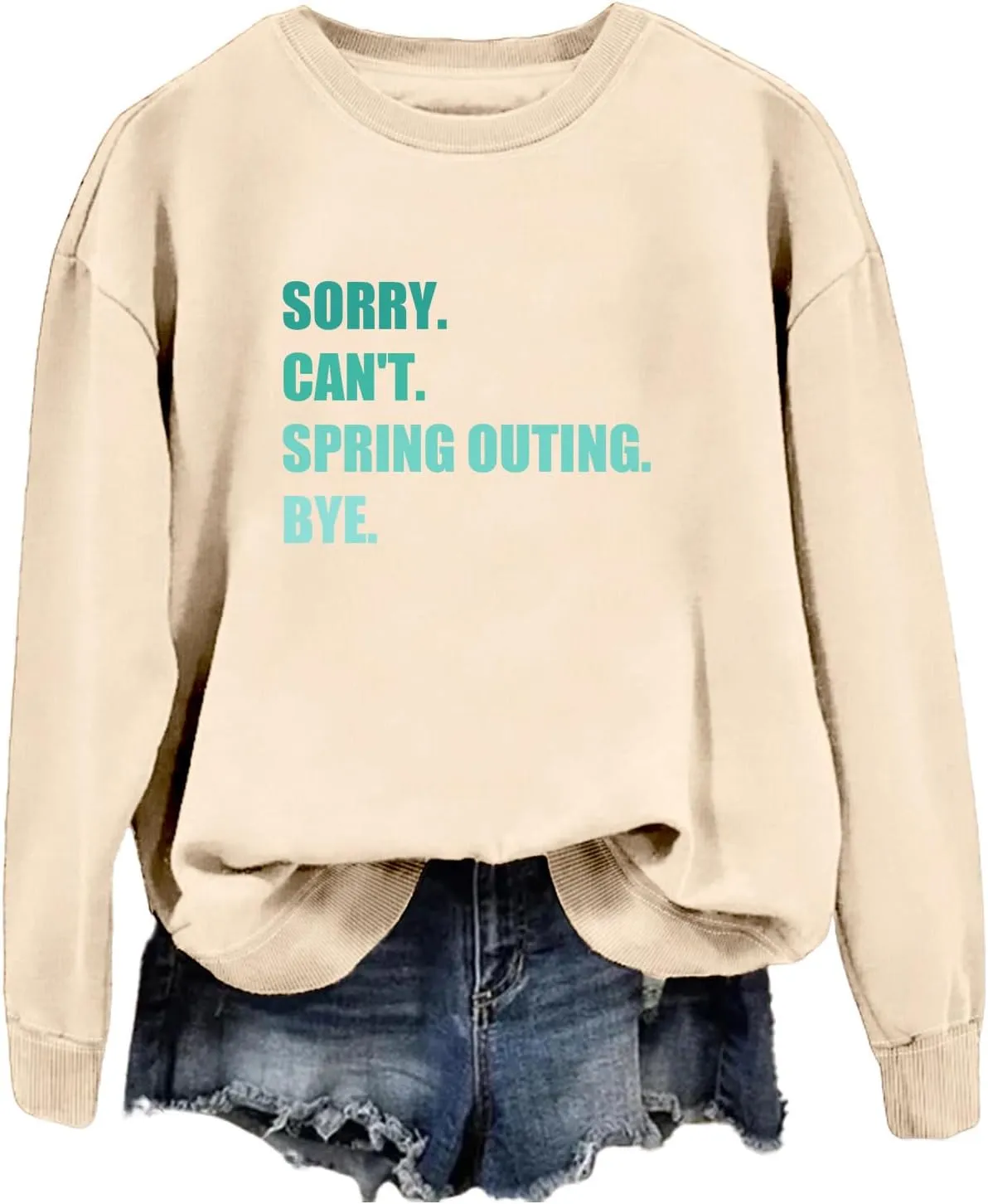 Women's Sorry Can't Spring Outing Bye Shirt Camper Sweatshirt Crewneck Casual Pullover Tops Camping Lover Gifts