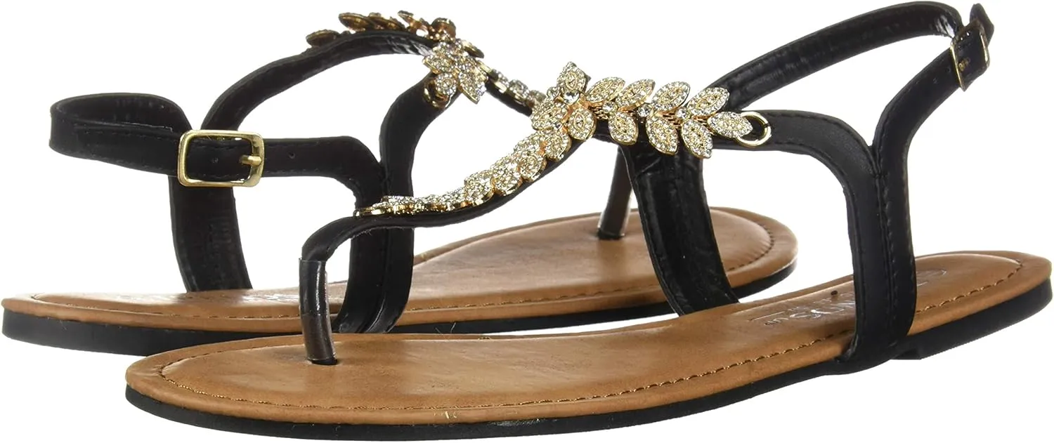 Womens T-Strap Buckle Flats Sandals