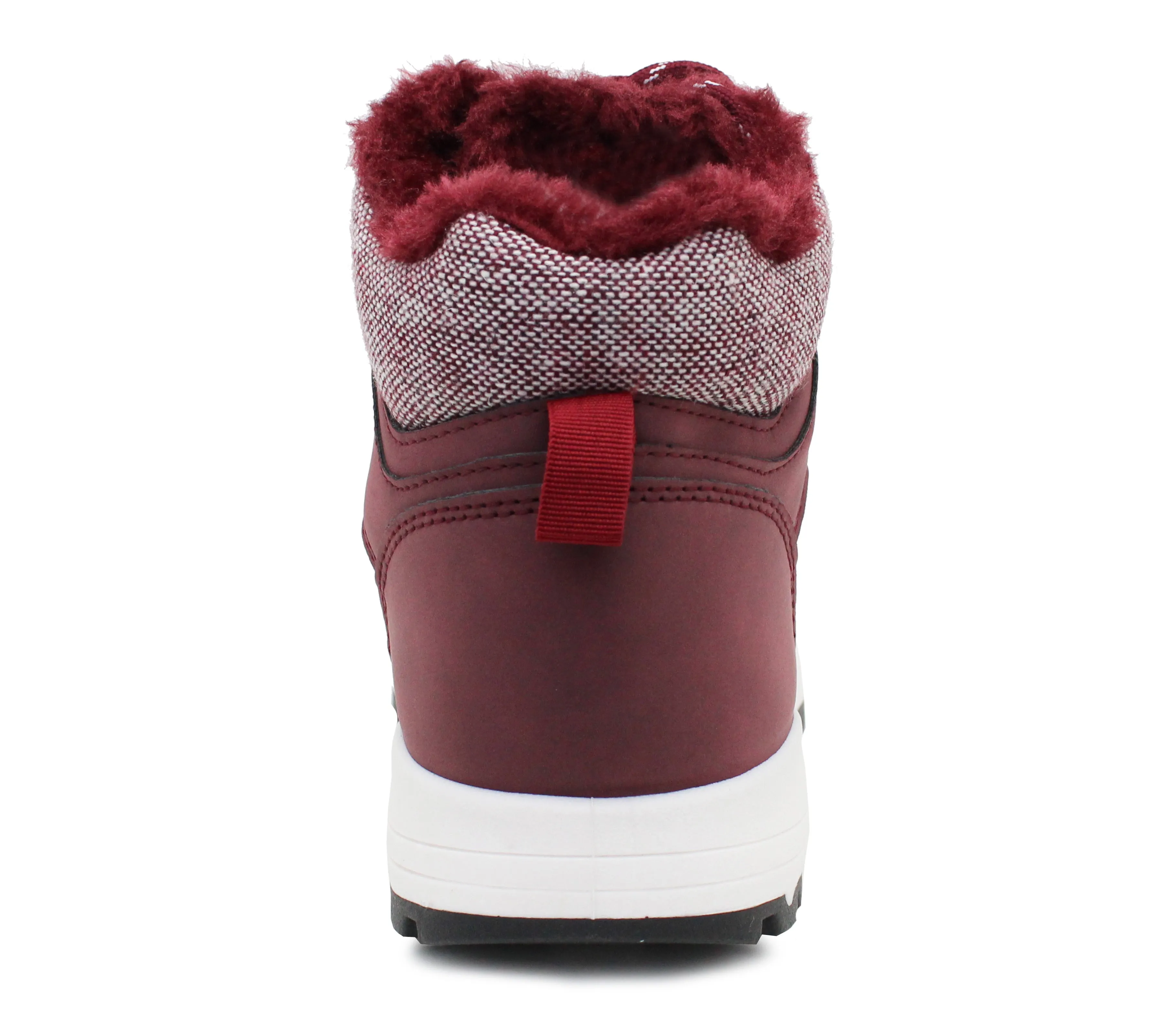 Womens Thermal Hiking Boots Burgundy Warm Faux Fur Lined Insulated Lace Up Trekking Ankle Snow Boots