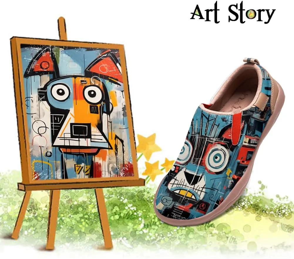 Women's Travel Shoes Painted Leather Slip On Sneakers Fashion Casual Loafers | Graffiti & Animal