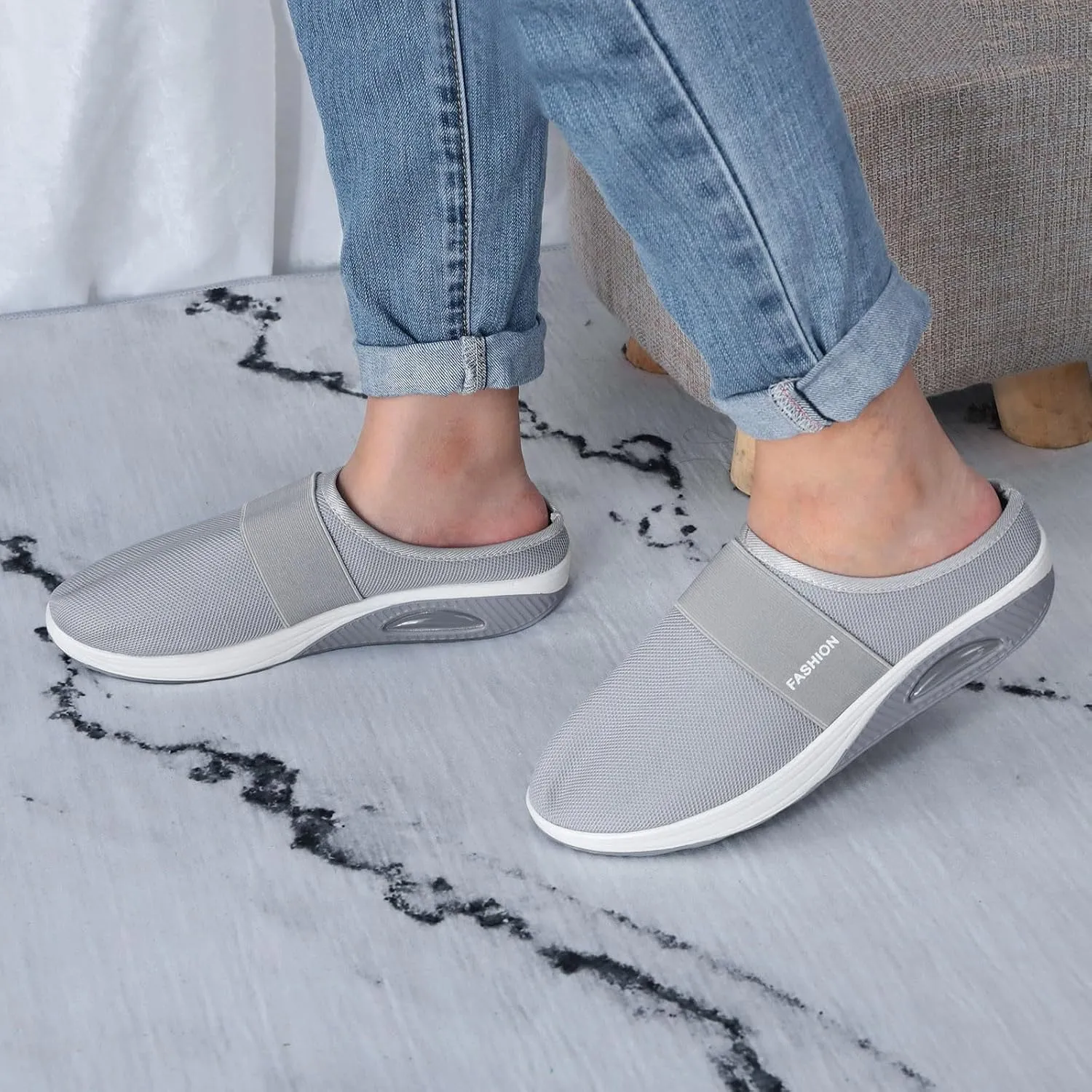 Women's Walking Shoes Orthotic Walking Sneakers Wide Width Non-Slip Sneakers Adjustable Breathable Platform Mesh Sandals