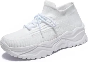 Women's Walking Shoes Slip-On Running Shoes- MD Sole Lightweight Sneakers for Women, Breathable Arch Support Running Gym Shoes