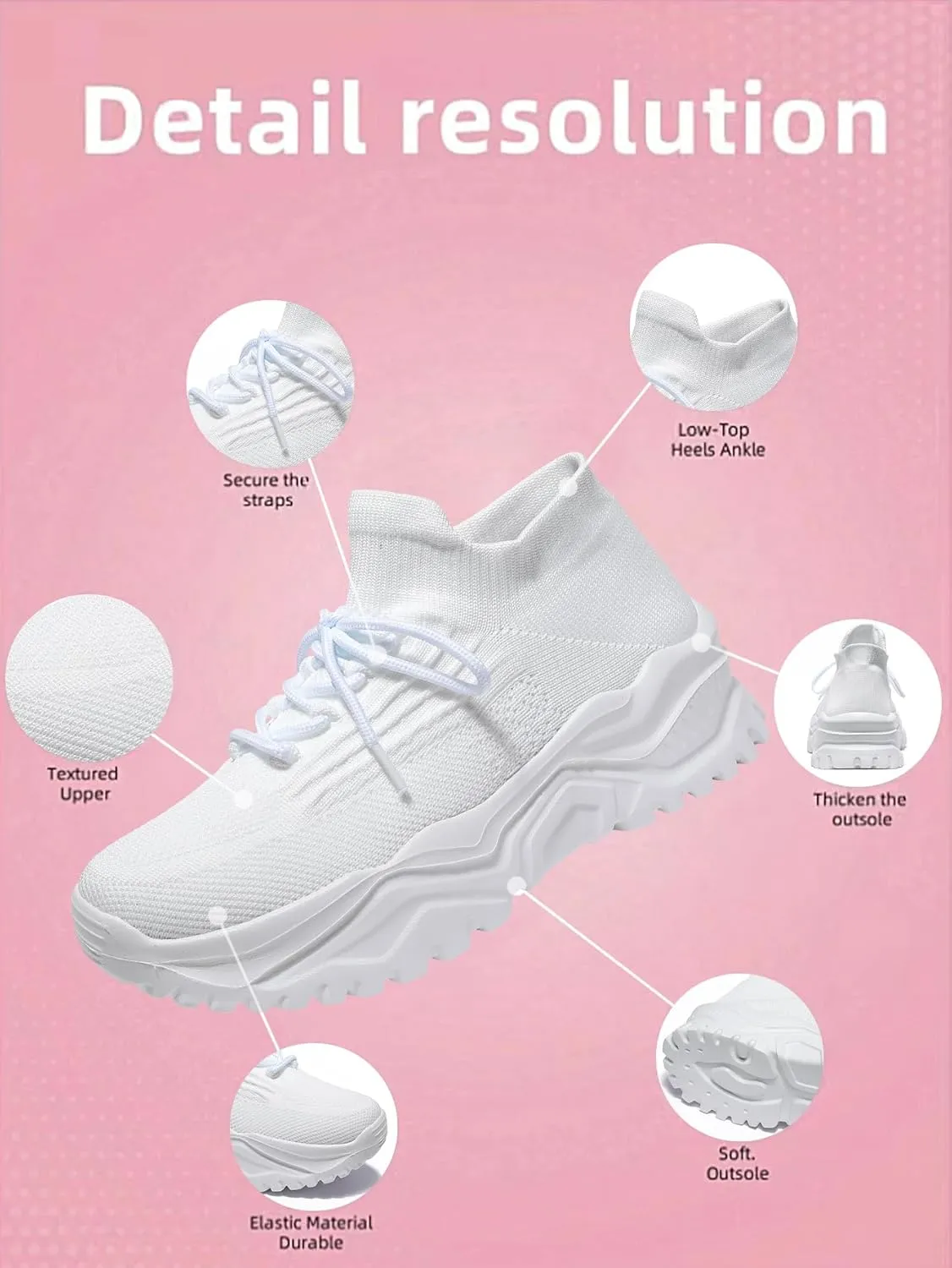 Women's Walking Shoes Slip-On Running Shoes- MD Sole Lightweight Sneakers for Women, Breathable Arch Support Running Gym Shoes