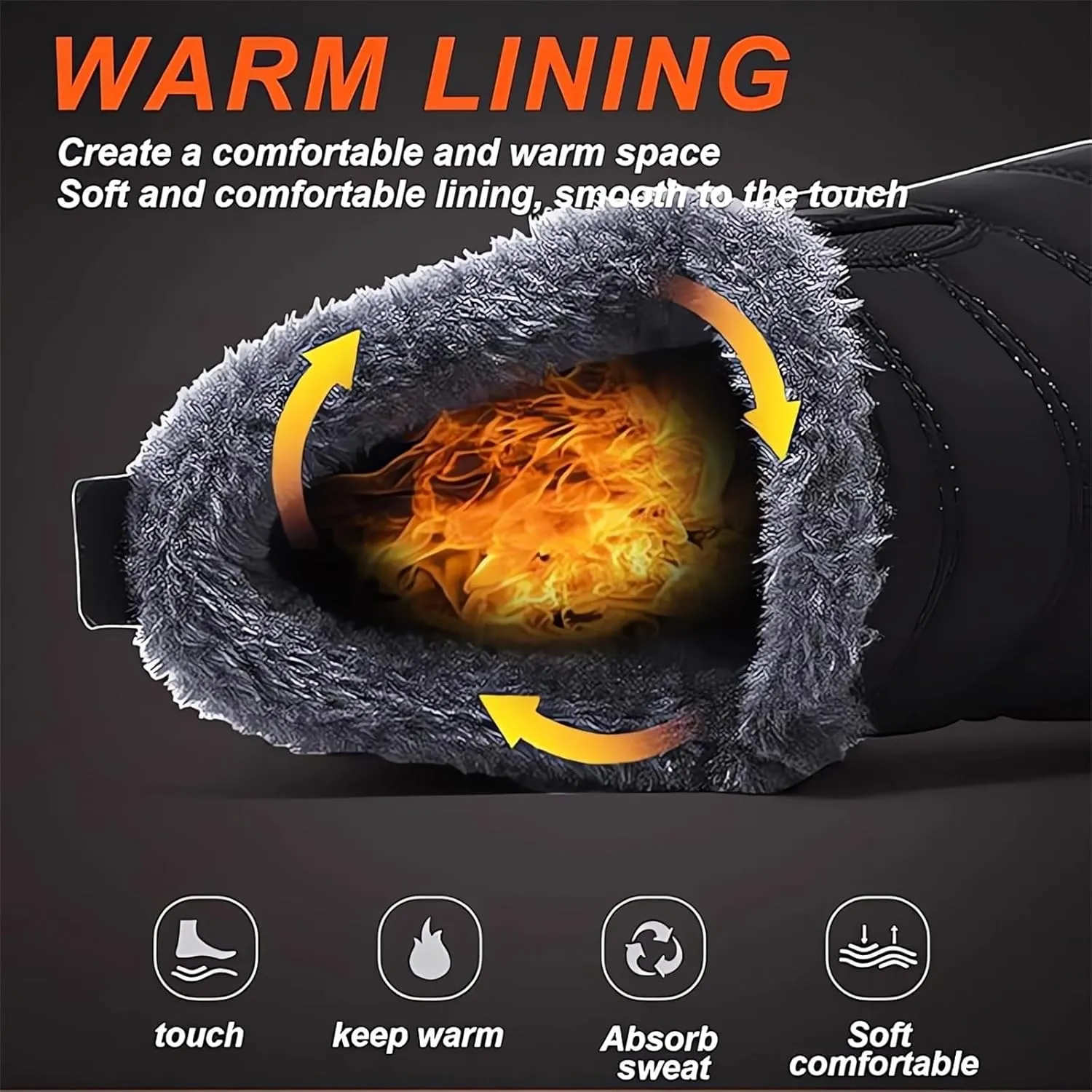 Women's Warm Sheepskin-Lined Boots Ladies Winter Ankle Slip on Short Snow Fur Lined Boots Comfortable Waterproof Orthopedic Walking Fur Fuzzy Thermal Soft Booties Wide Warm Arch Support Shoes