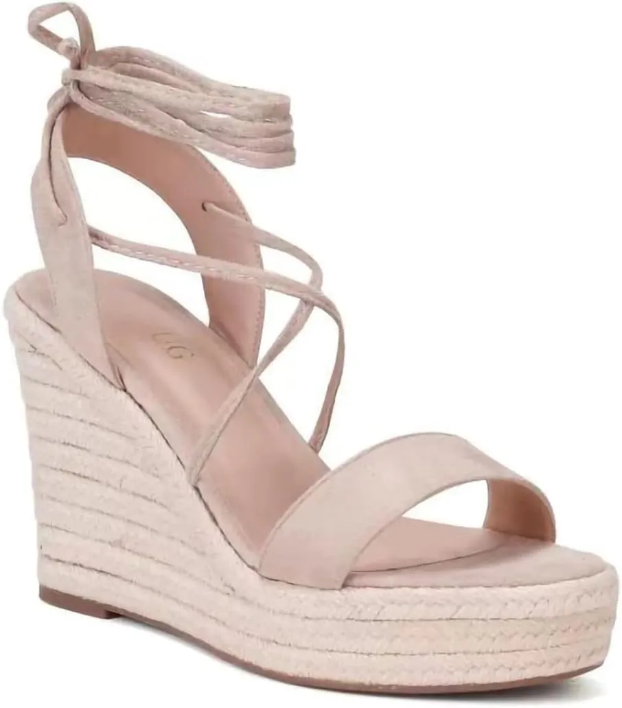 Women's Wedge Platform Espadrille Open Toe Lace-Up Sandals, Cross Strap Wedge Sandals Summer Espadrilles Ankle Strap Buckle Platform Sandals