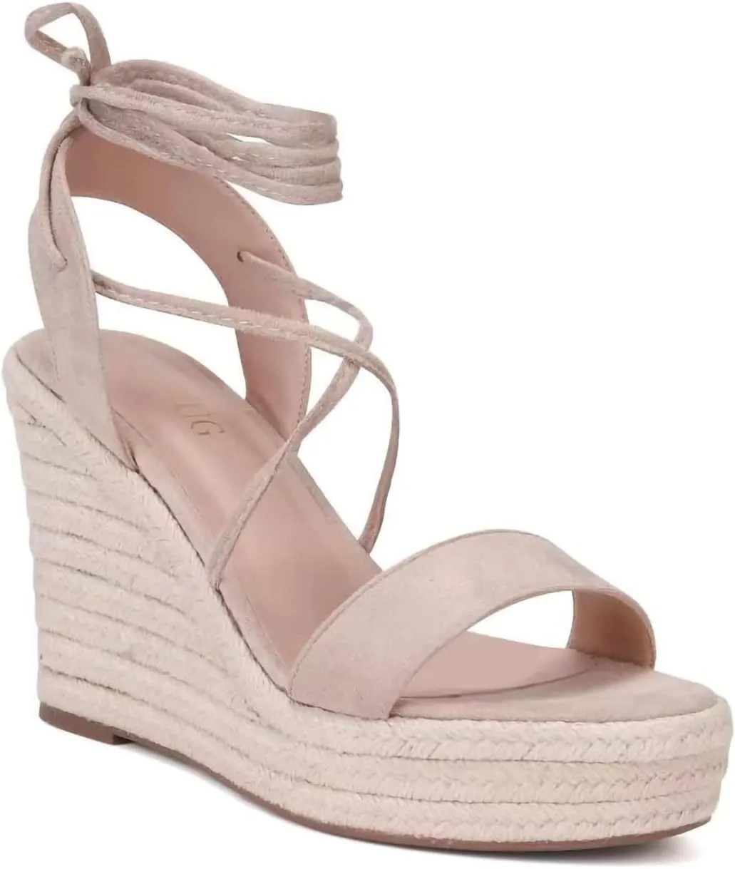 Women's Wedge Platform Espadrille Open Toe Lace-Up Sandals, Cross Strap Wedge Sandals Summer Espadrilles Ankle Strap Buckle Platform Sandals