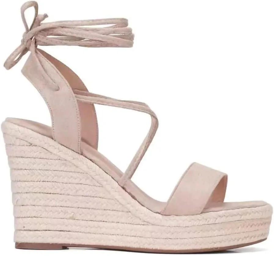 Women's Wedge Platform Espadrille Open Toe Lace-Up Sandals, Cross Strap Wedge Sandals Summer Espadrilles Ankle Strap Buckle Platform Sandals