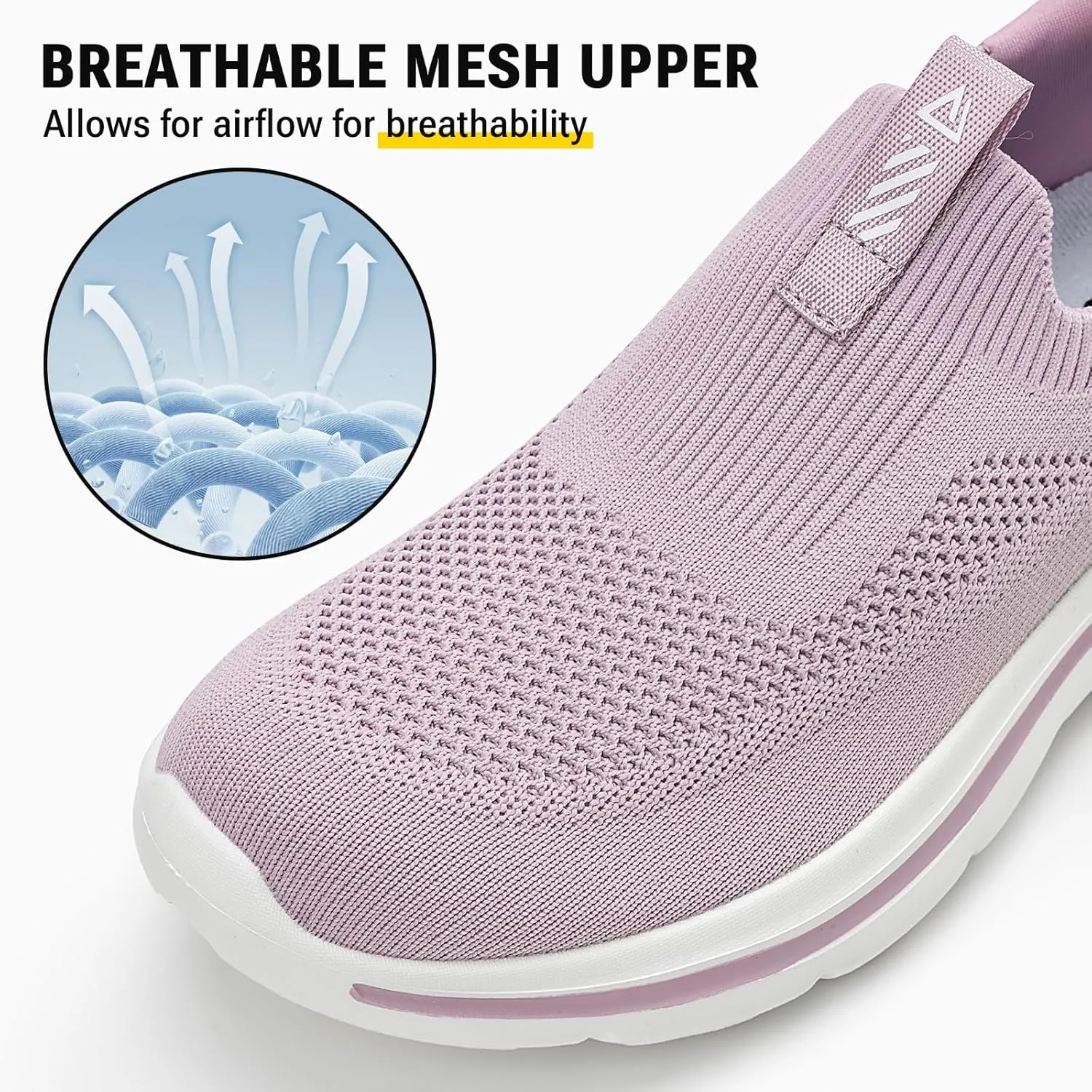 Women's Wide Toe Box Sneakers | Slip-On Hands Free Walking Shoes | Light Breathable Tennis & Gym Shoes for Wide Feet | Running Workout Athletic Trainers