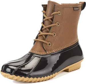 Women's Winter Duck Boots, GAWBAW Waterproof Lace Up Ankle Snow Rain Boots For Women