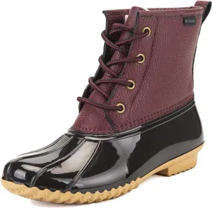 Women's Winter Duck Boots, GAWBAW Waterproof Lace Up Ankle Snow Rain Boots For Women