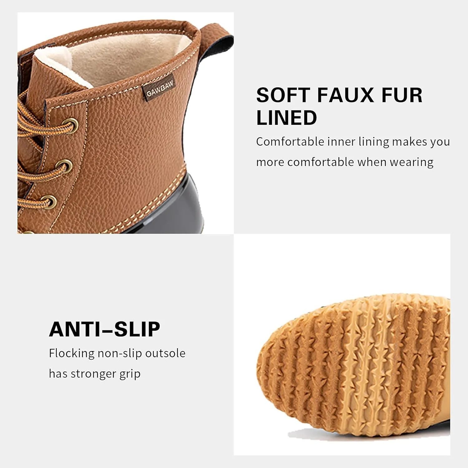 Women's Winter Duck Boots, GAWBAW Waterproof Lace Up Ankle Snow Rain Boots For Women
