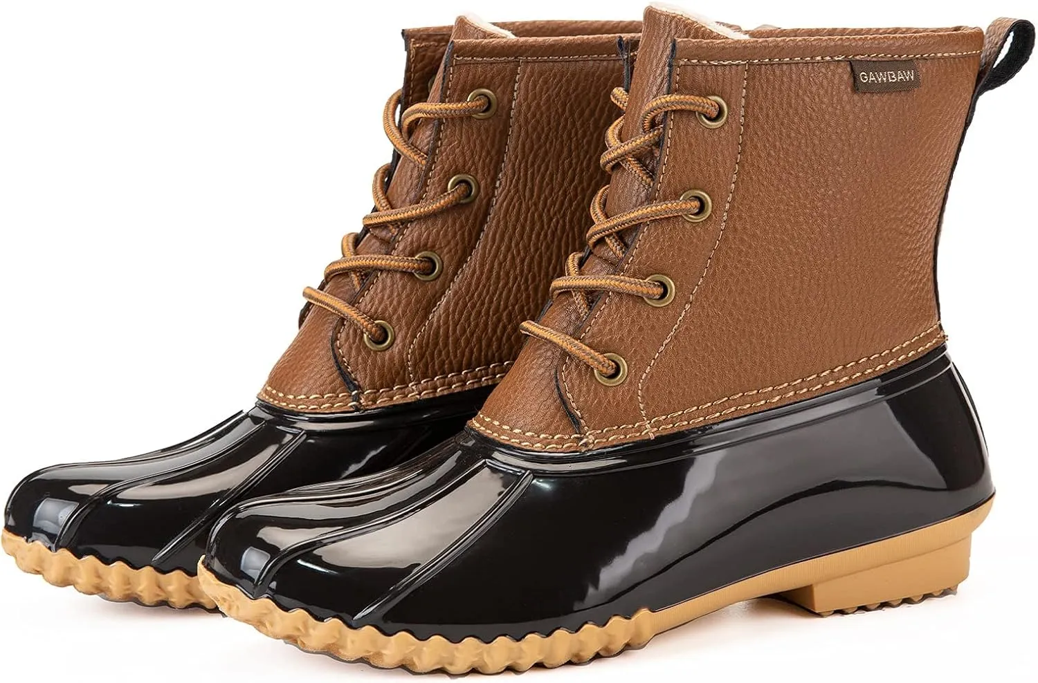 Women's Winter Duck Boots, GAWBAW Waterproof Lace Up Ankle Snow Rain Boots For Women