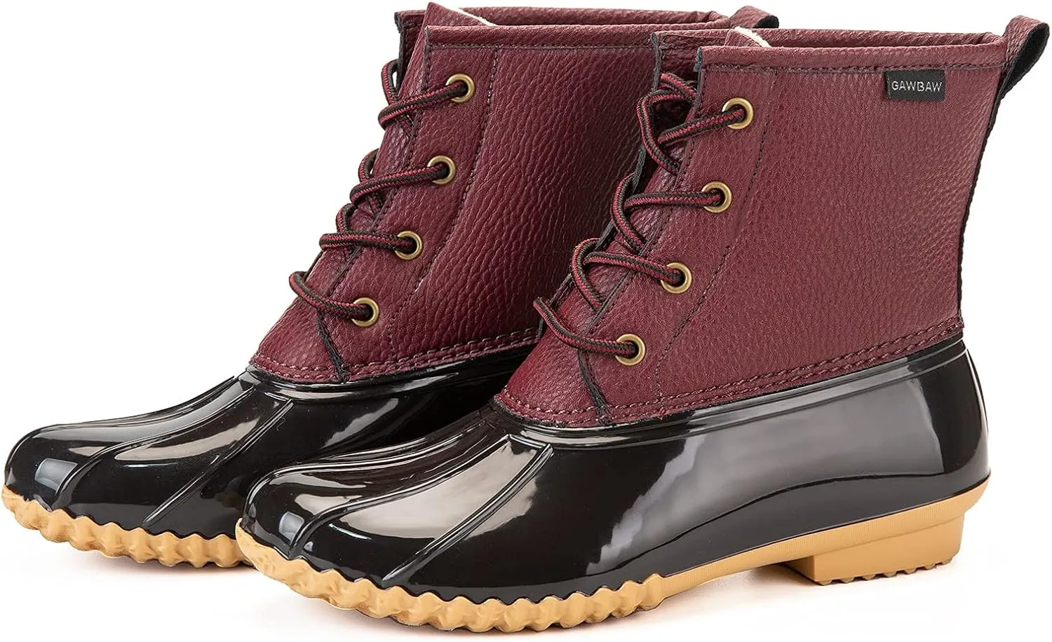 Women's Winter Duck Boots, GAWBAW Waterproof Lace Up Ankle Snow Rain Boots For Women