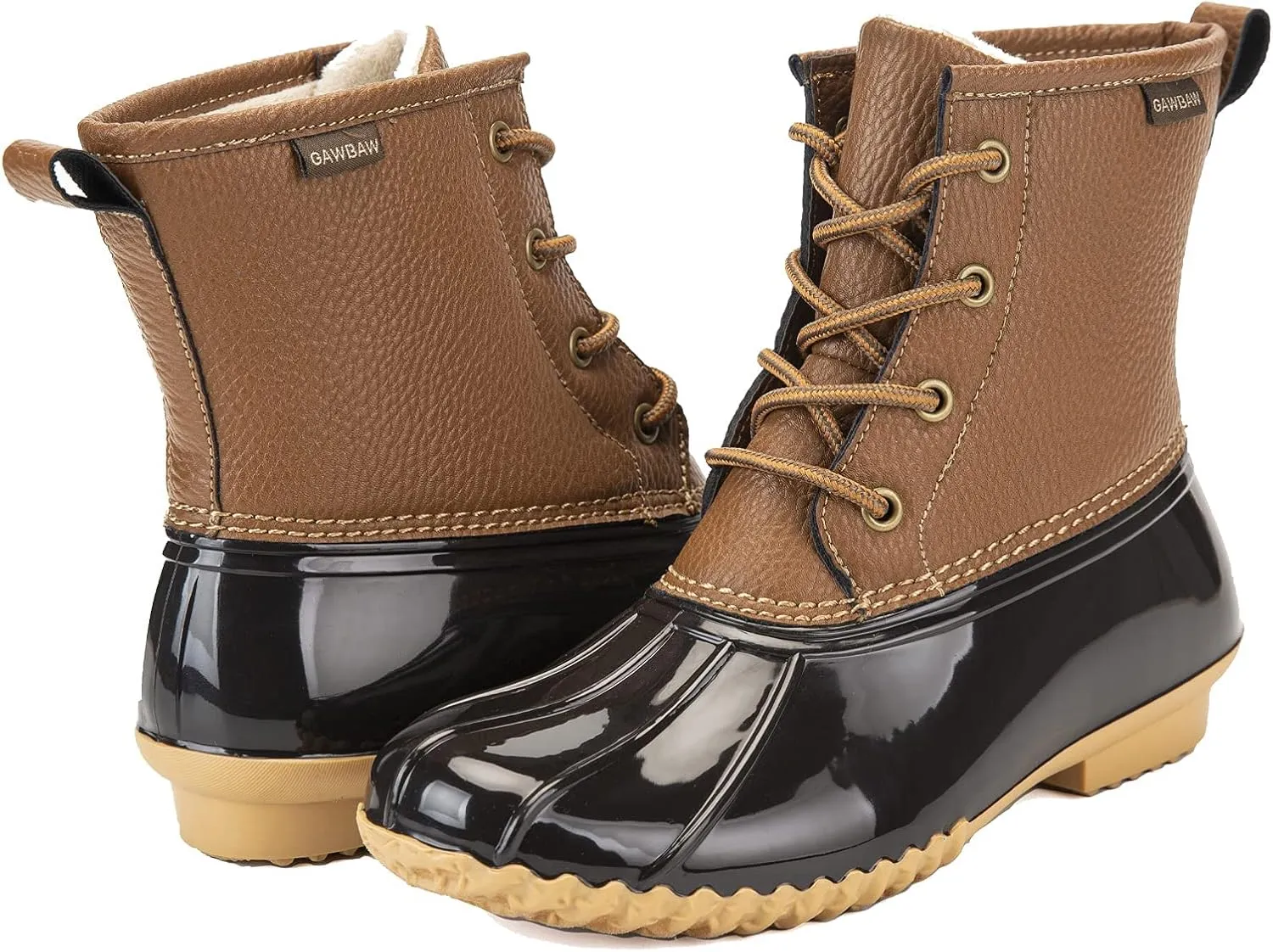 Women's Winter Duck Boots, GAWBAW Waterproof Lace Up Ankle Snow Rain Boots For Women