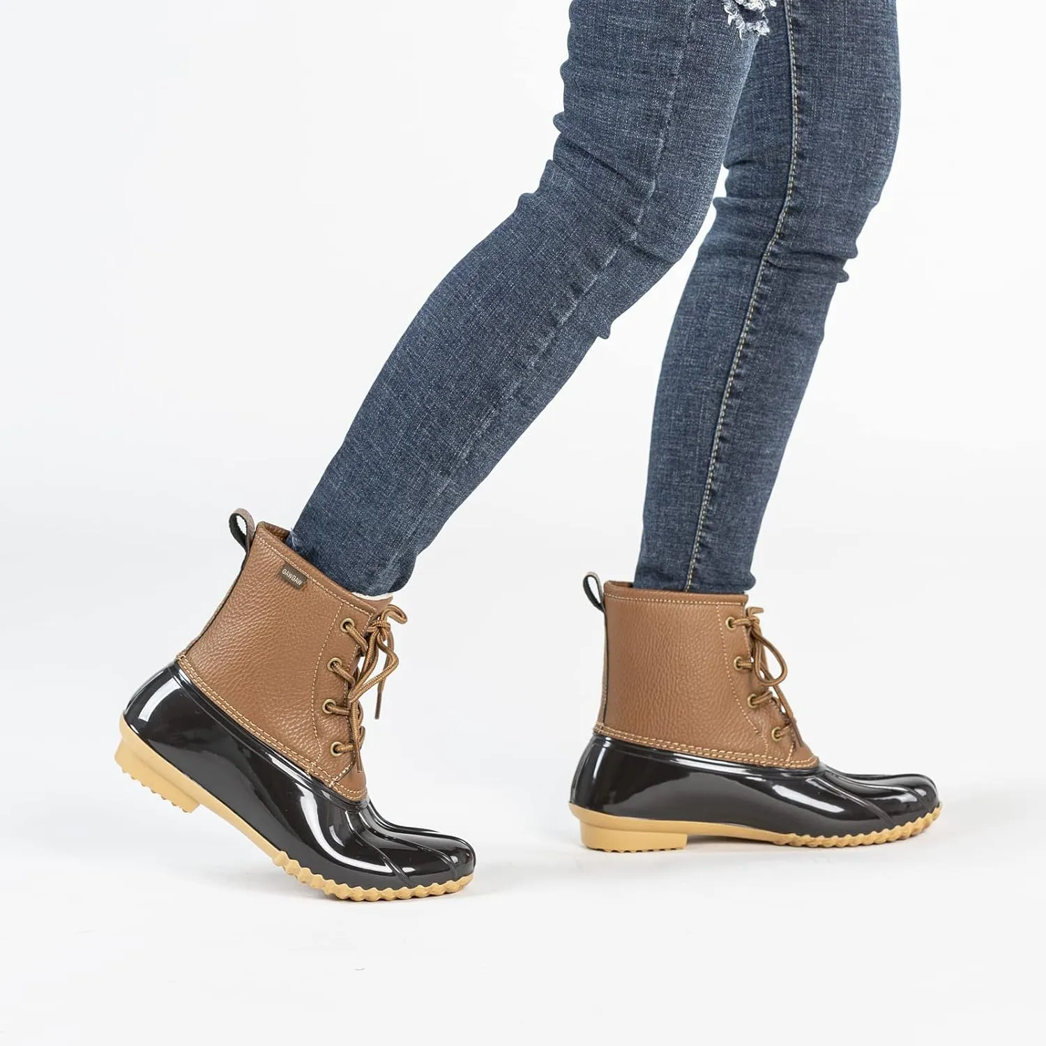 Women's Winter Duck Boots, GAWBAW Waterproof Lace Up Ankle Snow Rain Boots For Women