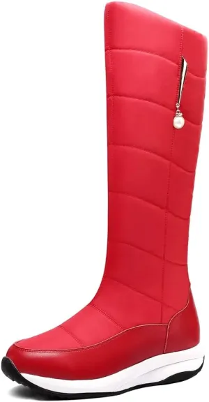 Women's Winter Knee High Snow Boots Waterproof Rain Warm Fur Lined Cold Weather Wide Calf Snow Boot