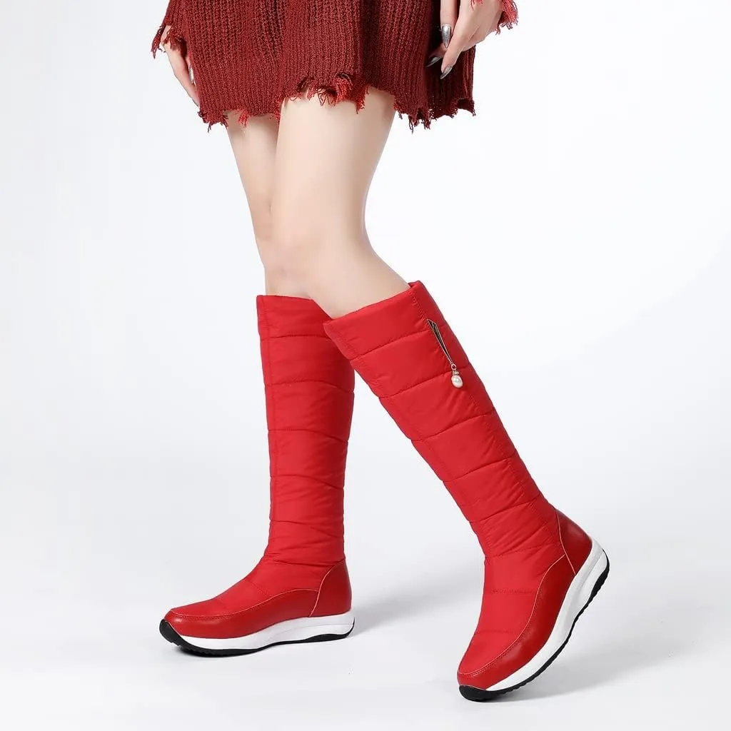 Women's Winter Knee High Snow Boots Waterproof Rain Warm Fur Lined Cold Weather Wide Calf Snow Boot