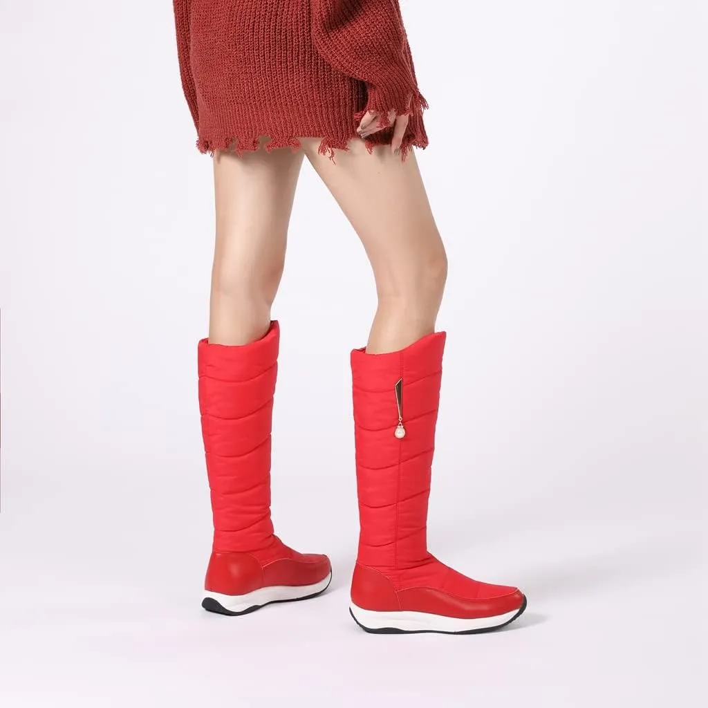 Women's Winter Knee High Snow Boots Waterproof Rain Warm Fur Lined Cold Weather Wide Calf Snow Boot