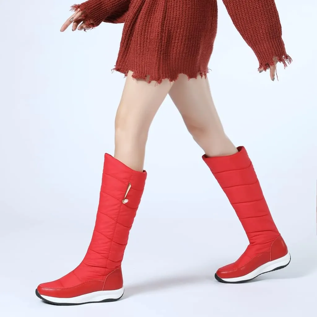 Women's Winter Knee High Snow Boots Waterproof Rain Warm Fur Lined Cold Weather Wide Calf Snow Boot