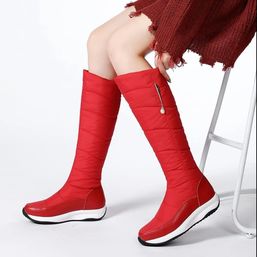 Women's Winter Knee High Snow Boots Waterproof Rain Warm Fur Lined Cold Weather Wide Calf Snow Boot