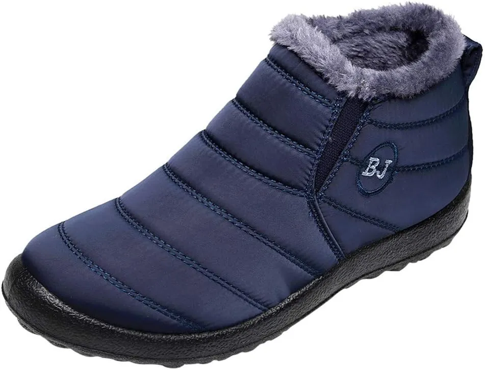 Women's Winter Snow Ankle Boots Fur Lined Waterproof Outdoor Slip On Booties Sneakers Anti-Slip Lightweight Ankle Bootie