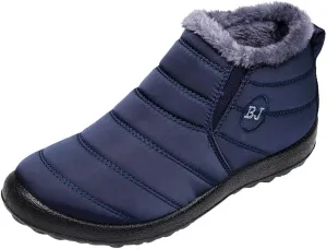 Women's Winter Snow Ankle Boots Fur Lined Waterproof Outdoor Slip On Booties Sneakers Anti-Slip Lightweight Ankle Bootie
