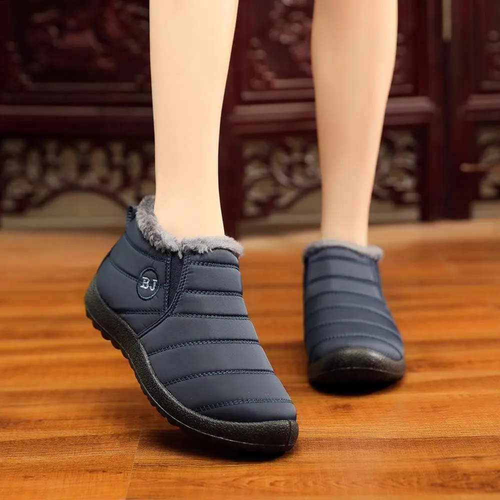 Women's Winter Snow Ankle Boots Fur Lined Waterproof Outdoor Slip On Booties Sneakers Anti-Slip Lightweight Ankle Bootie