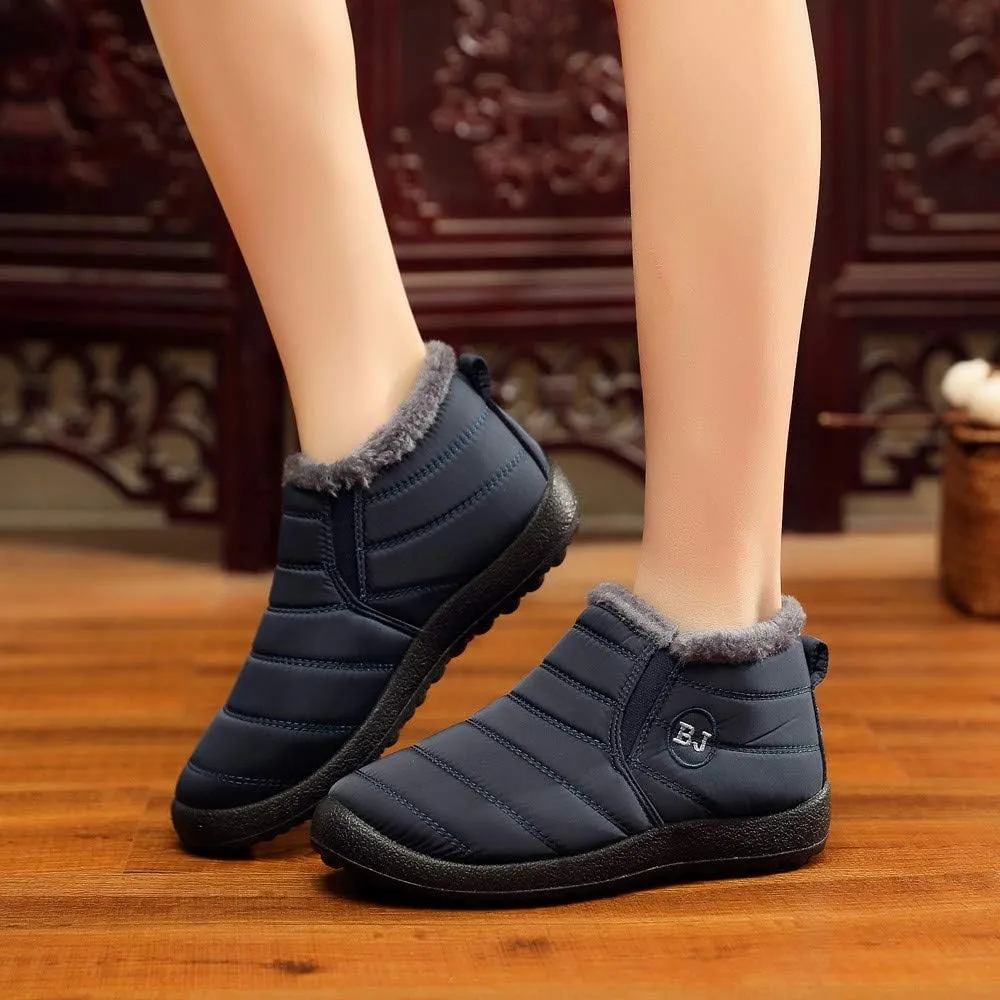 Women's Winter Snow Ankle Boots Fur Lined Waterproof Outdoor Slip On Booties Sneakers Anti-Slip Lightweight Ankle Bootie